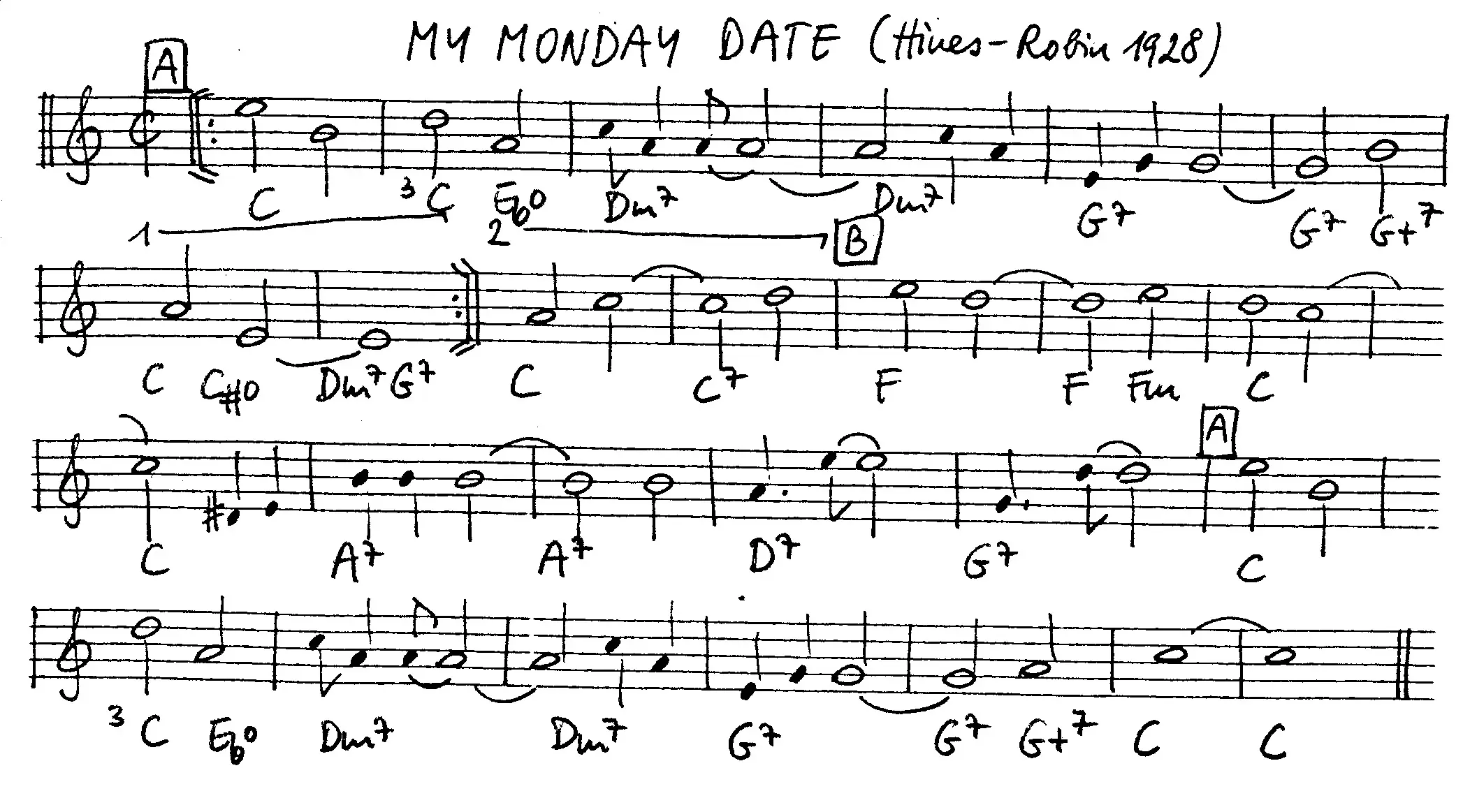 my monday date free jazz leadsheet - Courtesy of the Jungle Jazz Band
